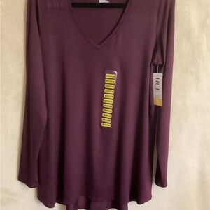 HUE Women's Long Sleeve V-Neck Top - Deep Purple